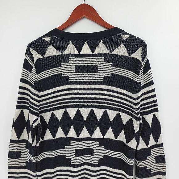 KOTO Cardigan Mens Small Black Tribal Print Southwestern Cowboy Festival Retro - Picture 7 of 13
